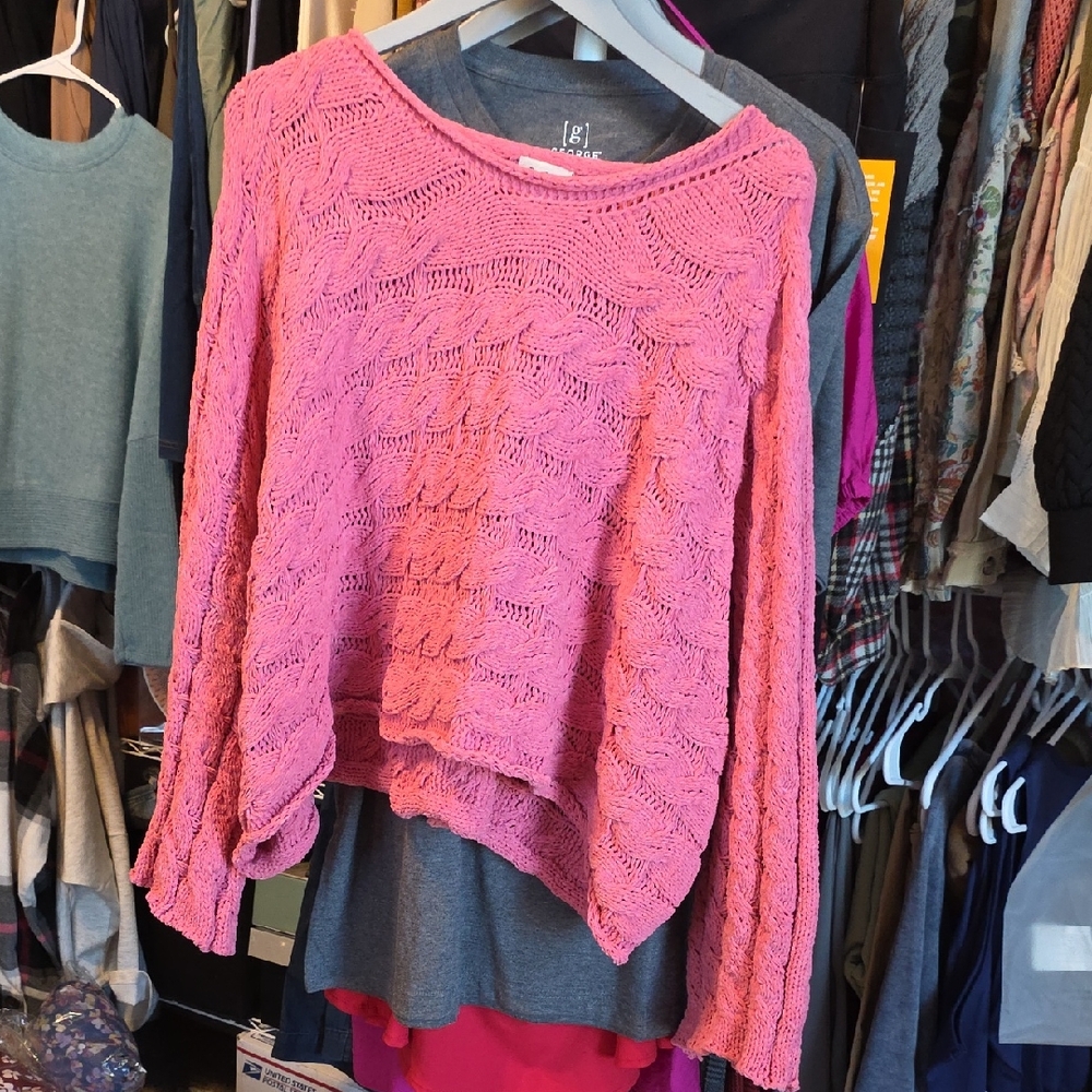 POL Pink Lace Knit Sweater